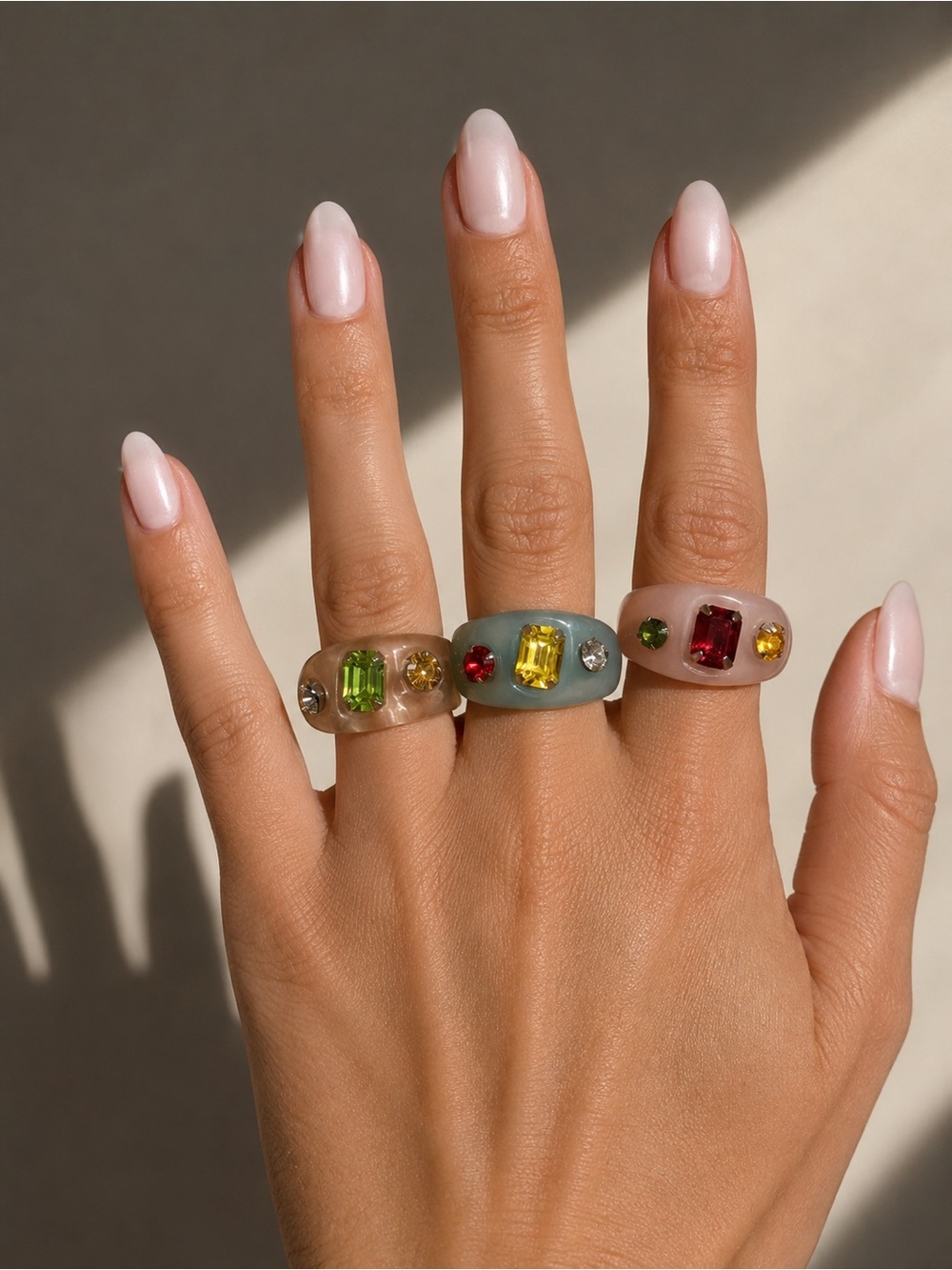 Set of 3 gemstone rings
